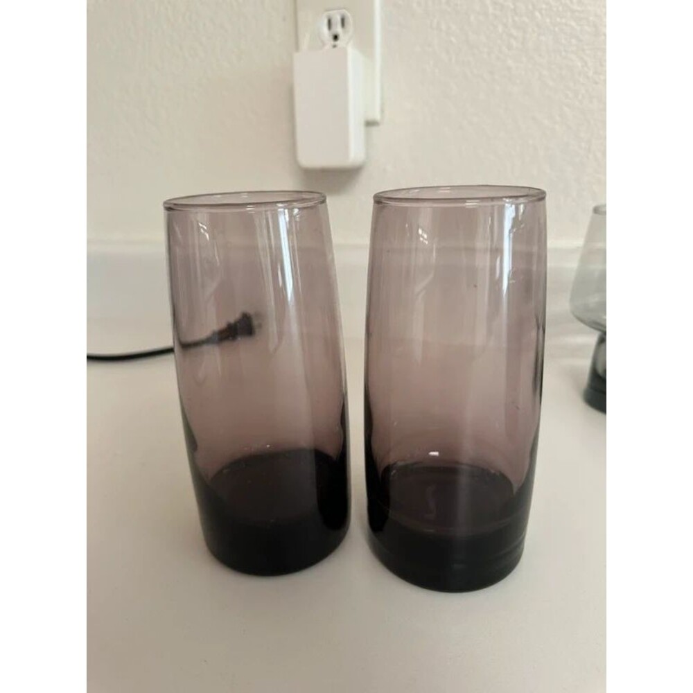 Libbey Purple Smoked Glass Cups Tumbler Glasses